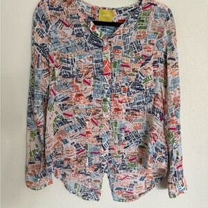 Anthropologie Maeve Cartography London Map blouse